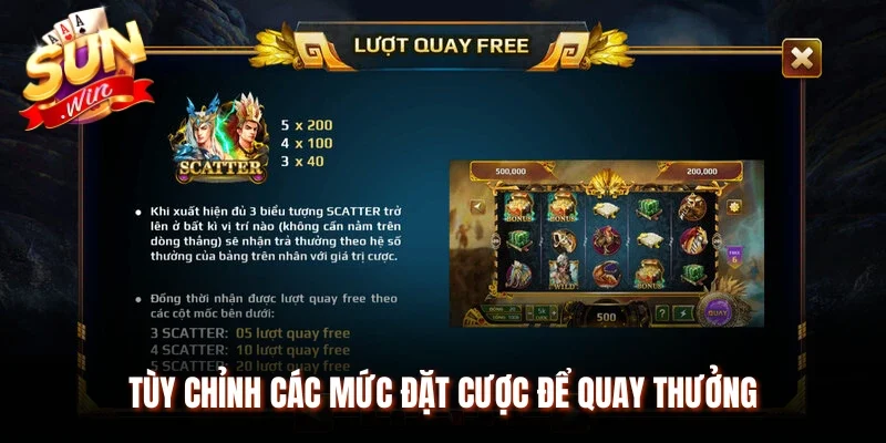 Tùy chỉnh các mức đặt cược để quay thưởng